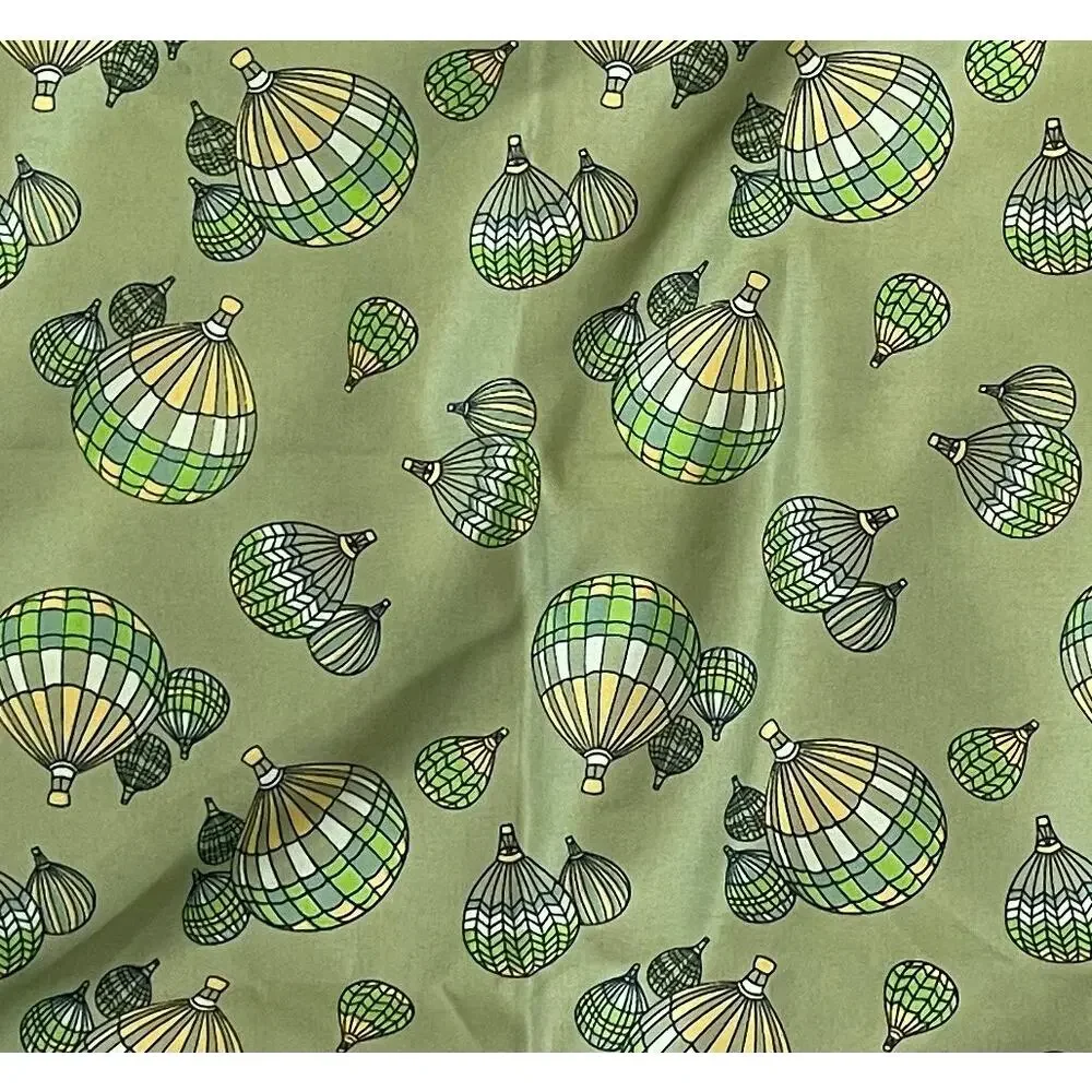Vintage Old Navy Green Square Scarf, Hot Air Balloon Print, Italy, 17.5